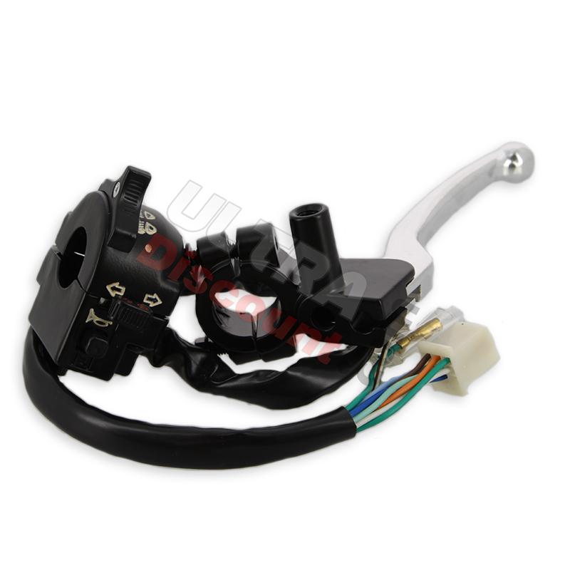 Commodo gauche pour Dax Skyteam Skymax 50-125cc avec lampe LED - Chrome, Pièces Dax Skymax