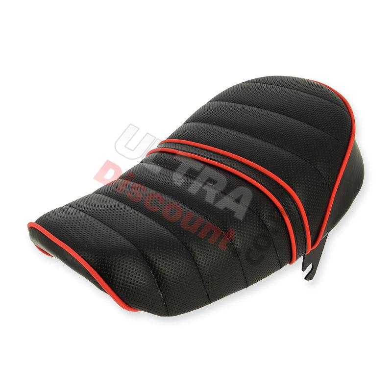Selle en Cuir Noir Rouge pour Monkey 50cc à 125cc (type 3), Pièces Monkey - Gorilla Selle en Cuir Noir Rouge pour Monkey 50cc à 125cc (type 3), Pièces Monkey - Gorilla