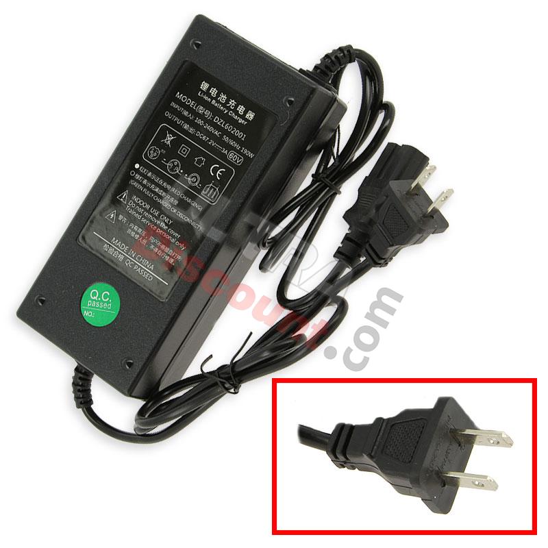 CHARGEUR 60V 3A DZL602001 batterie secondaire Citycoco (prise anglaise), Pièces Citycoco