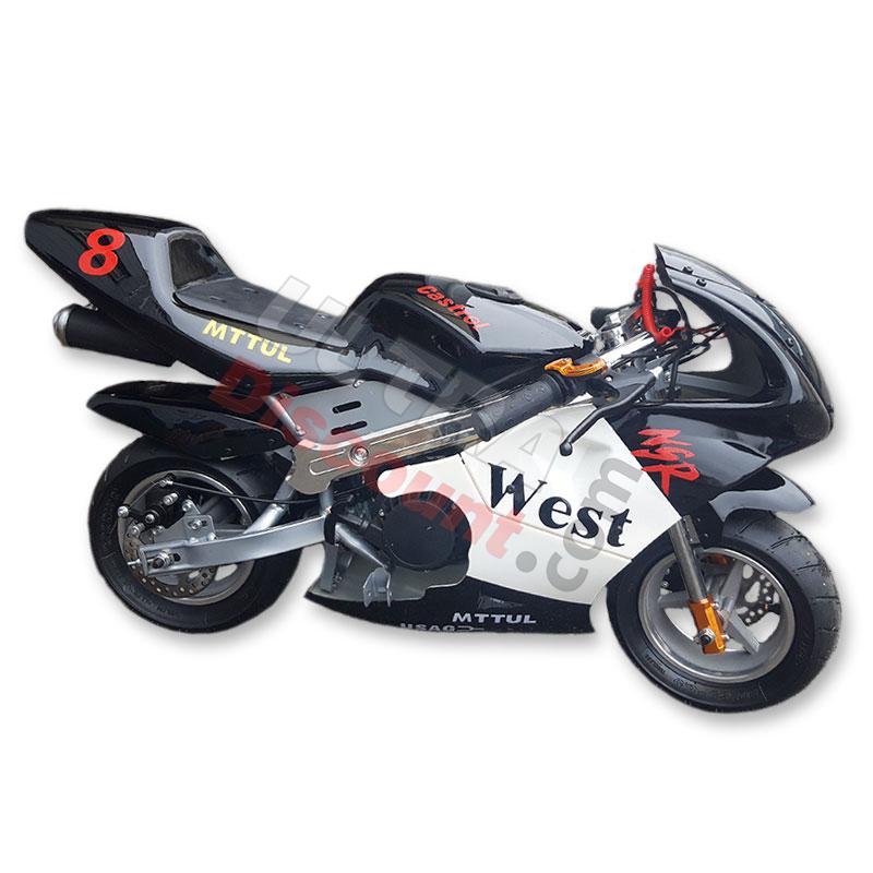 Pocket Bike 53cc Haute Qualité Noir et blanc, Pièces Pocket Bike