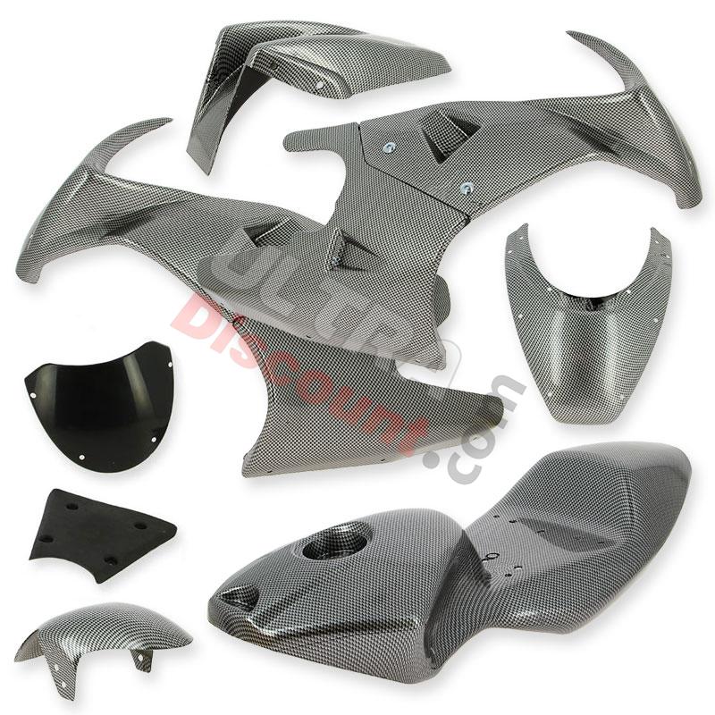 Carénage CARBONE Spéciale Edition pour Pocket 47-49cc (métal), Pièces Pocket Bike