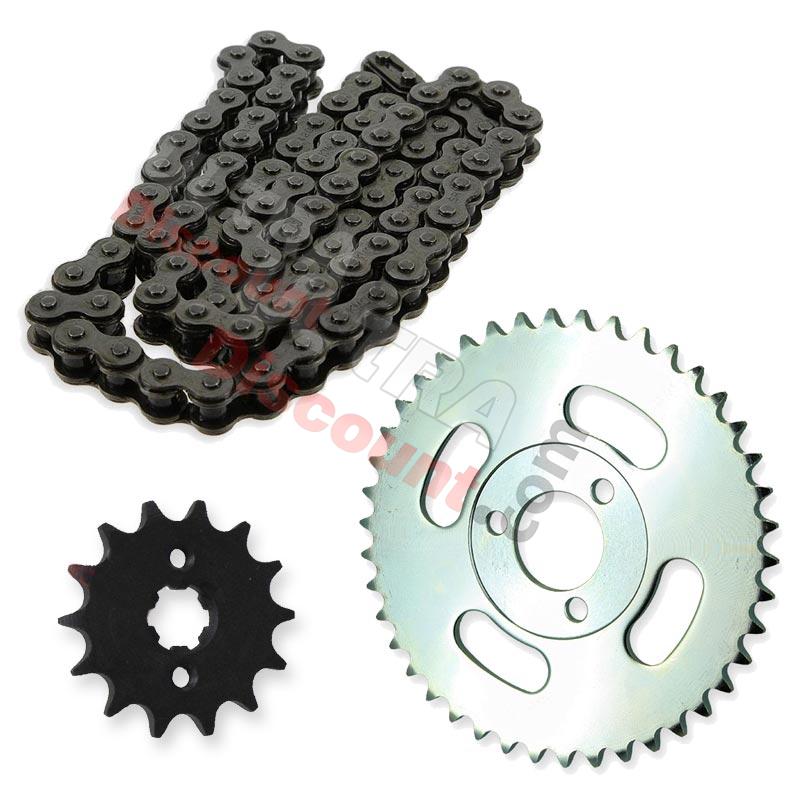 Kit transmission Chaine + couronne + pignon pour Skymini 10 pouces ST50-8/8A, Pièces Skymini Monkey - Gorilla Kit transmission Chaine + couronne + pignon pour Skymini 10 pouces ST50-8/8A, Pièces Skymini Monkey - Gorilla