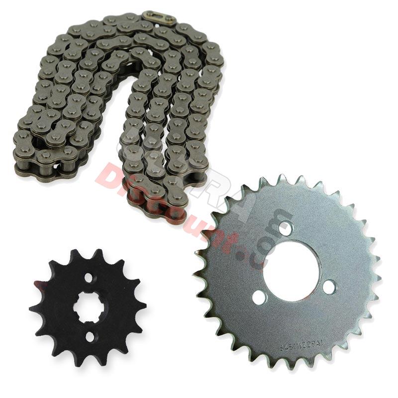 Kit transmission Chaine + couronne + pignon pour Skymini ST125-8B/8C, Pièces Skymini Monkey - Gorilla Kit transmission Chaine + couronne + pignon pour Skymini ST125-8B/8C, Pièces Skymini Monkey - Gorilla