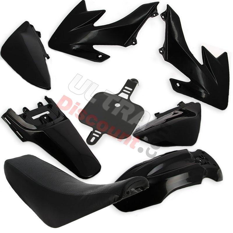 Carenage Noir adaptable sur Dirt bike CRZ + selle, Pieces Dirt Bike Carenage Noir adaptable sur Dirt bike CRZ + selle, Pieces Dirt Bike