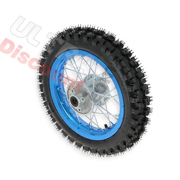 Roue Arrière 12'' Bleue clair avec Crampons 12mm pour Dirt Bike AGB27, Pieces Dirt Bike