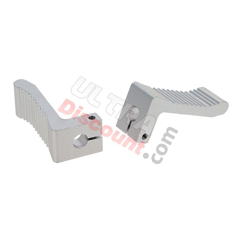 Cale-Pieds Argent en Aluminium pour Pocket Bike, Pièces Pocket Bike