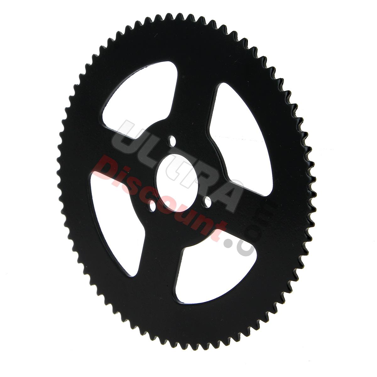 Couronne Renforcée 74 Dents Petit Pas H25 pour Pocket Bike 3 Trous 4 Branches  Ø26mm, Pièces Pocket Bike
