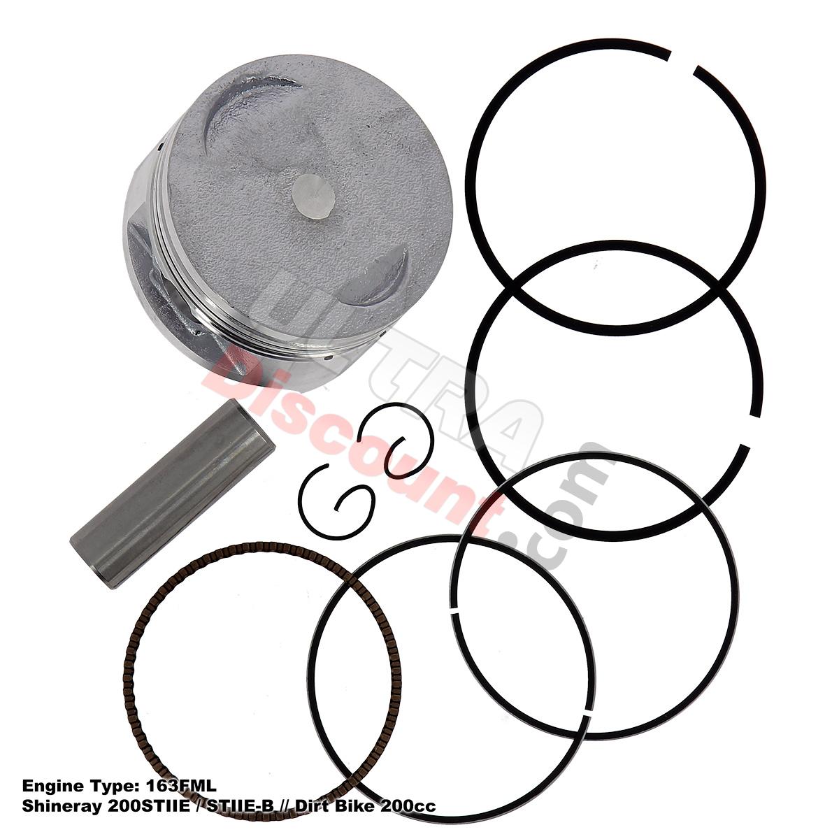 Kit Piston 63.5mm pour Quads Shineray 200STIIE-STIIE-B (Moteur 163FML), Pièces Shineray 200STIIE et 200STIIEB