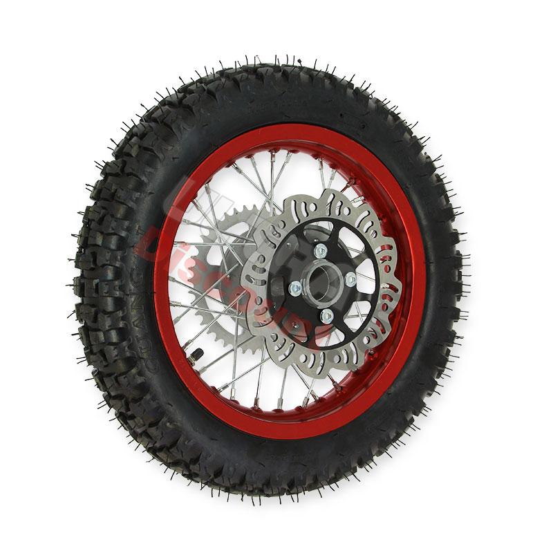 Roue Arrière Complète 12'' Rouge pour Dirt Bike AGB27, Pieces Dirt Bike