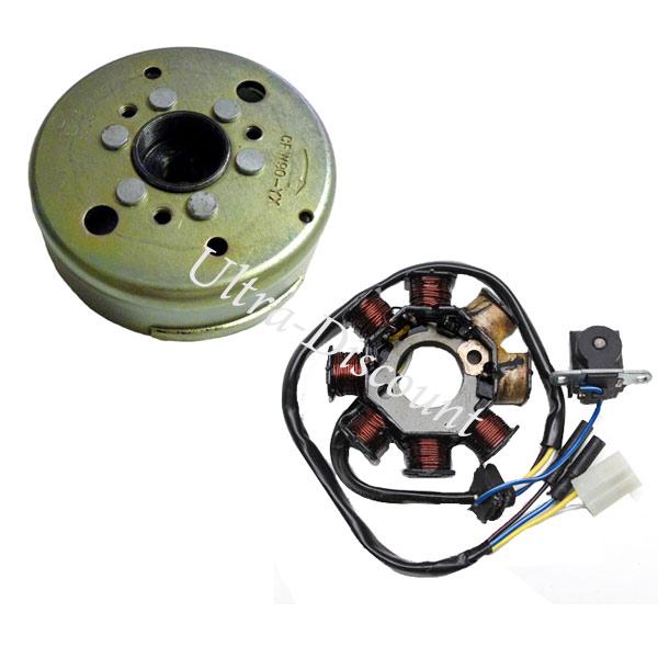 Stator + volant magnetique scooter Chinois 50cc 4temps (4 fils), Pièces scooter chinois Stator + volant magnetique scooter Chinois 50cc 4temps (4 fils), Pièces scooter chinois