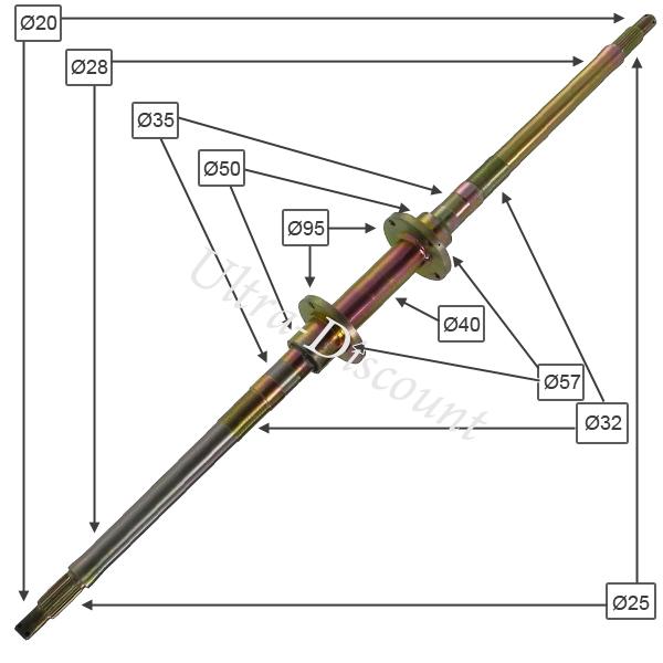 Arbre de transmission Quad Shineray 250cc ST-9E - STIXE, Pièces Shineray 250 STIXE ST9E Arbre de transmission Quad Shineray 250cc ST-9E - STIXE, Pièces Shineray 250 STIXE ST9E