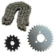 Kit transmission Chaine + couronne + pignon pour Skymini ST125-8B/8C