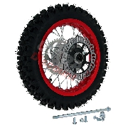 Roue Arrière Complète 12'' Rouge avec Crampons 12mm pour Dirt Bike AGB27