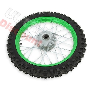 Roue Avant 14'' Verte pour Dirt Bike AGB27 (Crampons 10mm)