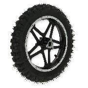 Roue arrière complète noir pocket bike Cross (10'', type 1 )