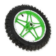 Roue avant complète verte pocket bike Cross (10'', type 1 )