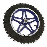 Roue avant complète bleue pocket bike Cross (10'', type 1 )