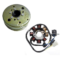 Stator + volant magnetique scooter Chinois 50cc 4temps (4 fils)